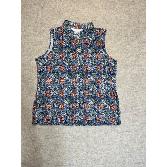 Vintage Arizona Womens Floral Sleeveless Polo Tank Top Shirt Cotton 90s XL - Picture 8 of 9